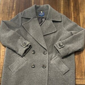 Pendleton Women’s 16 Gray Wool Coat Double Breasted Merino Classic Overcoat EUC